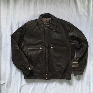 NWT NRA Insulated Leather Bomber Jacket